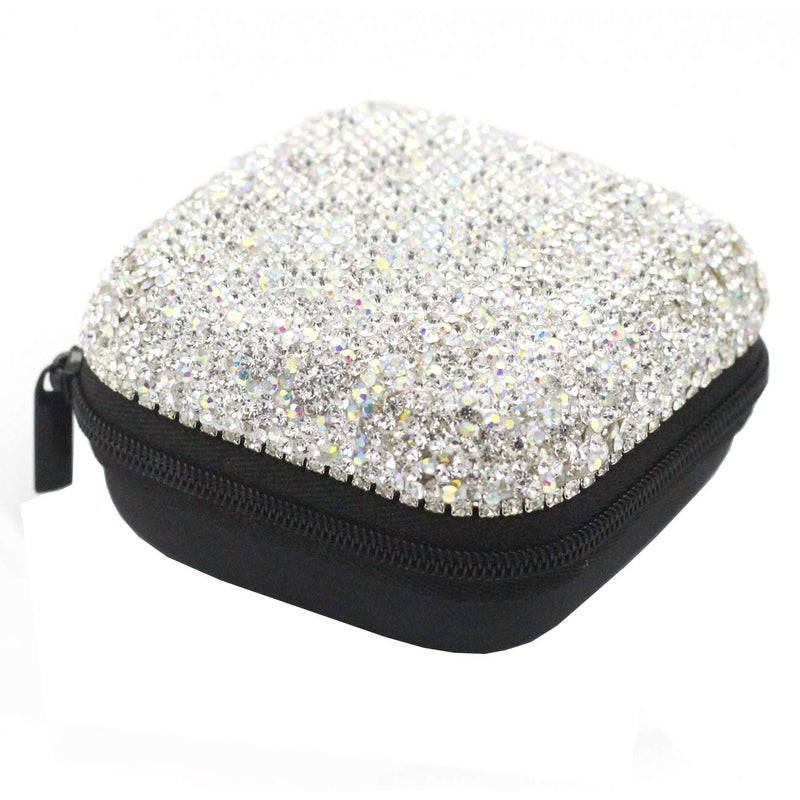 Bestbling Bling Carrying Earphone Pouch Storage Bag Holder-Earbud Mini Pouch Headset Storage Case Bags for Airpods, Bluetooth (Silver) - Image 1